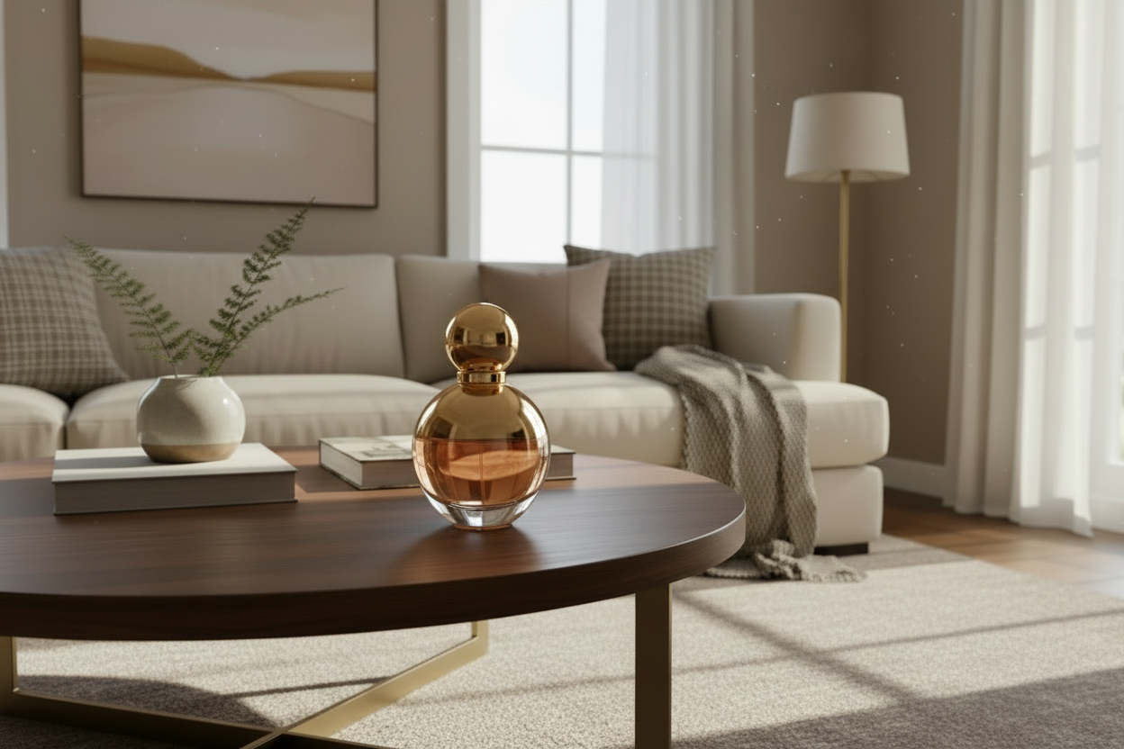 change the shape. of the perfume bottle